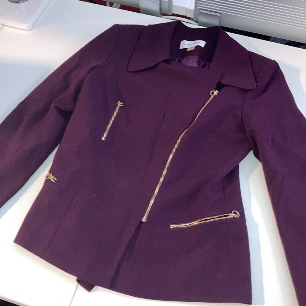 Calvin Klein funky purple zipper blazer, size 4
